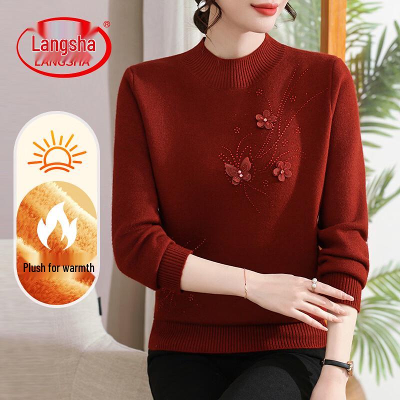 Langsha Women's Thermal Fleece-Lined Knit Pullover