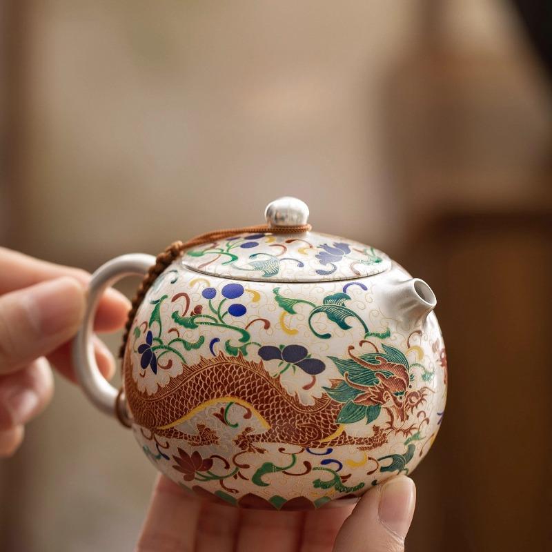 Liu Yin Longfeng Xishi Teapot Household Tea Single Pot Gift Elder Teacher Kung Fu Tea Set Teapot High-end