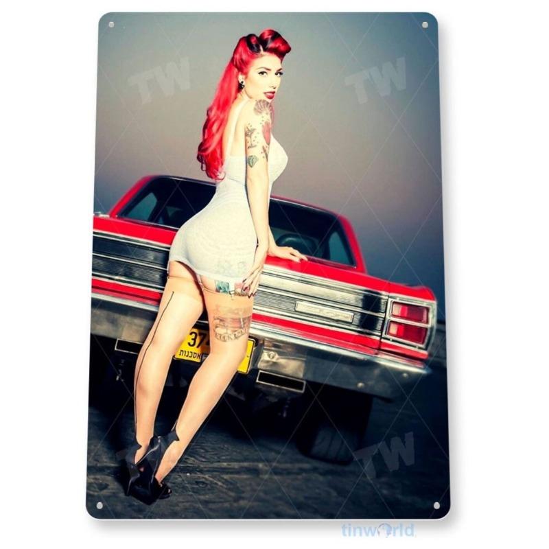 Female Figure Metal Decorative Painting for Bars Garages