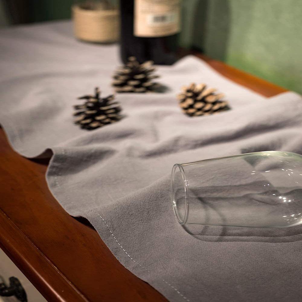 100% Cotton Solid Color Table Runner Ruffled Folds Farmhouse Kitchen Party Wedding Coffee Dining Table Decoration Accessories