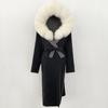 OFTBUY Winter Women Coat Real Natural Fox Fur Hooded Detachable Collar Double-faced Woolen Jacket Long Casual Elegant Overwears
