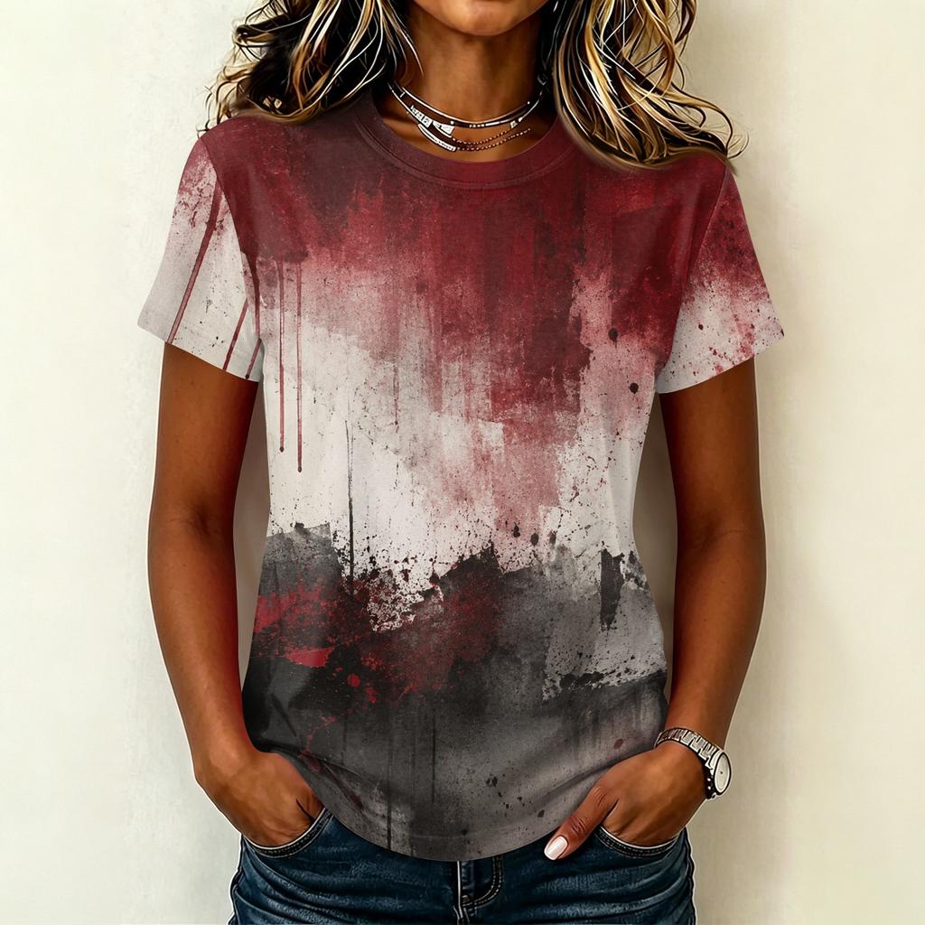 Women's Casual Pullover Short Sleeve T Shirt Halloween Graphic Print Round Neck Top Lightweight Comfortable Fit