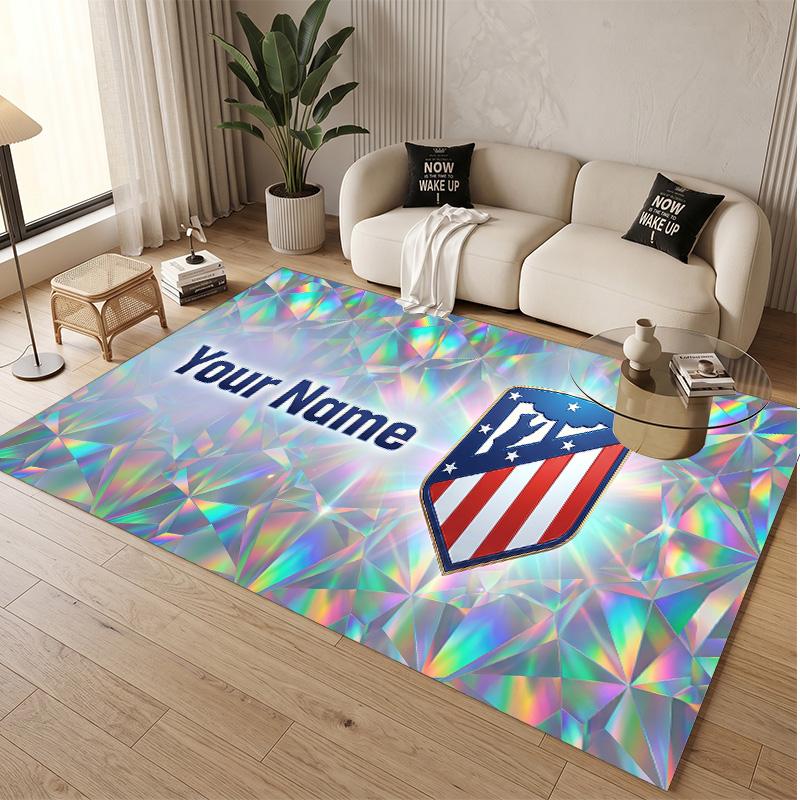 Personalisierter Kristall-Samt-Teppich Atletico Madrid FC Muster Rutschfester Bodenläufer