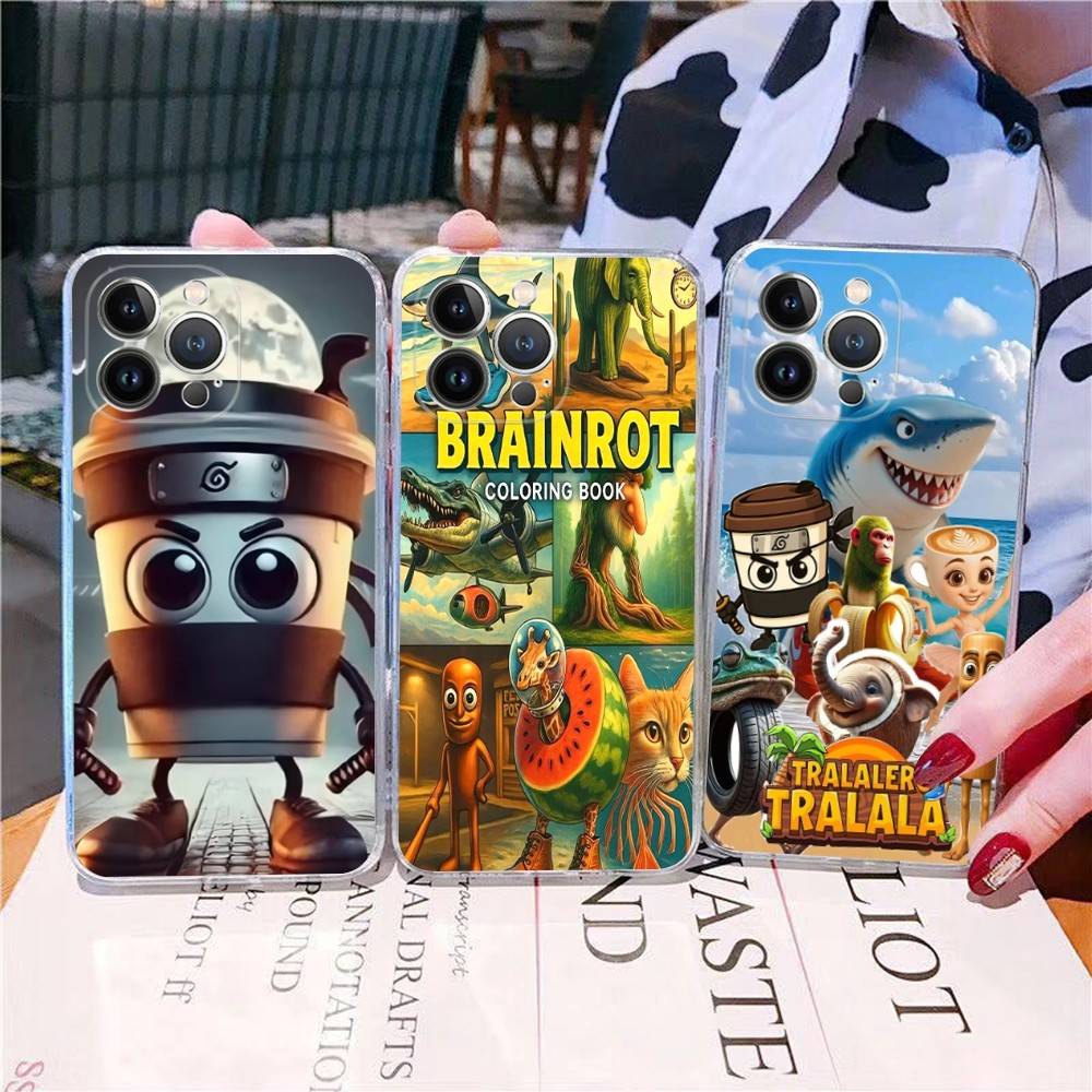 Cartoon Italian Brainrot Tung Tung For IPhone 17 16 16e 15 14 13 12 11 Pro Max Mini Plus Phone Case