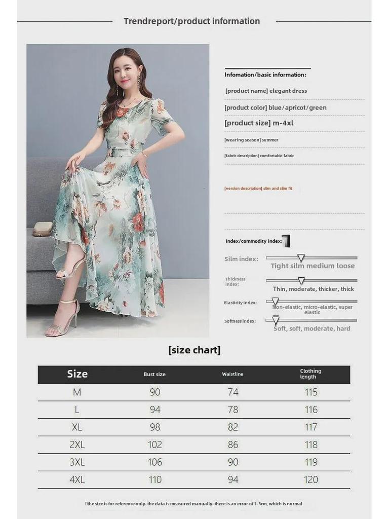 2023 Women's Elegant Floral Summer Dress - Slim, Short Sleeve, Long Beach Skirt