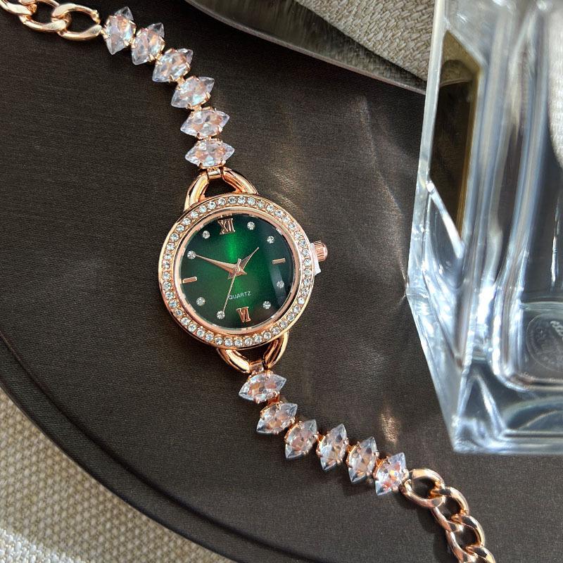 UTHAI CQ383 Fashionable Women watch bracelet with diamond inlaid colored quartz watchlight luxury clock giftwatches for woman