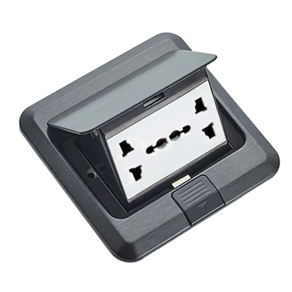 

Useful 6 Prong Receptacle Floor Ground Outlet Embedded Thickened Floor Space Saving Electrical Office Home Use Grey