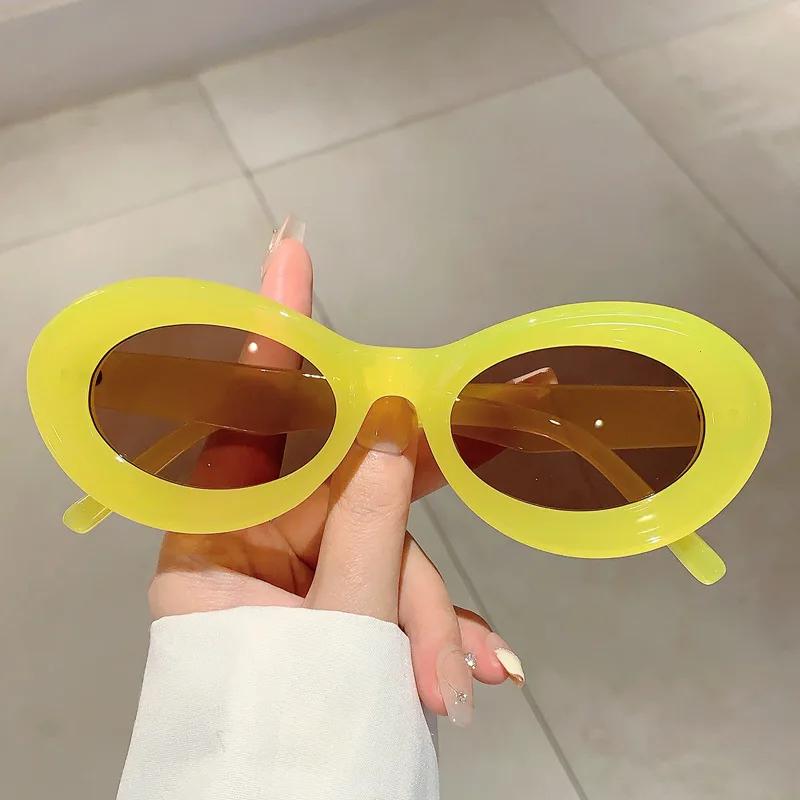 

New Y2K Vintage Oval Sunglasses ladies For Men Luxury Designer Sun Glasses Steampunk Popular Pink Hip Hop Eyeglasses Frame