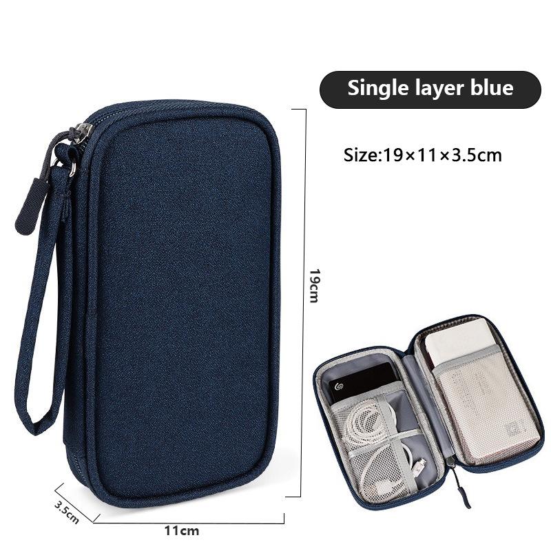Double Layer Data Cable Storage Pouch Cross Border Hot Sale Travel Charger Organizer Handheld Compact Bag
