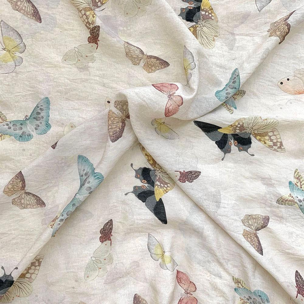 

150x50cm Ramie Digital Printing Fabric New Retro Style National Pattern Sewing For Dress Women Clothes Summer Bedgown DIY Crafts 50cm X 150cm