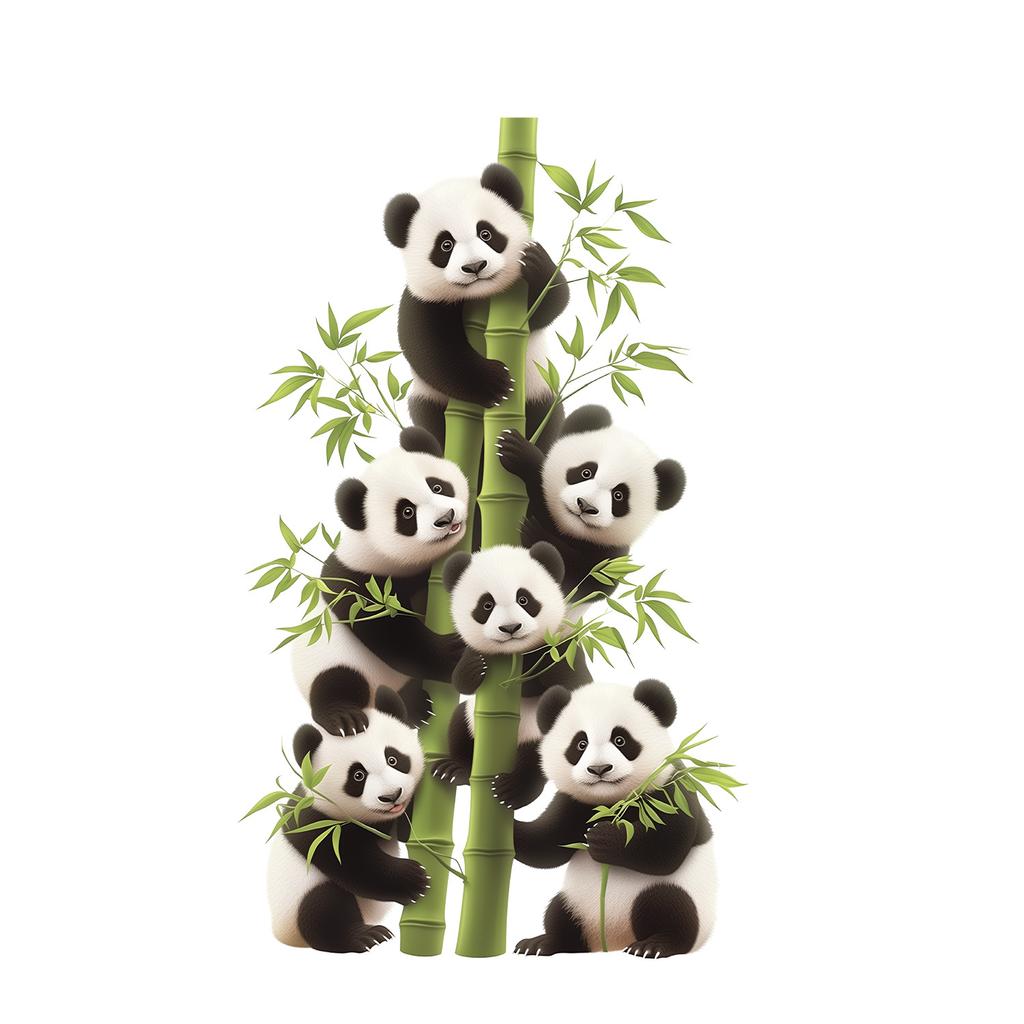 Cute Panda with Bamboo Wall Stickers for Home Decor Living Room Bedroom Wall Decals