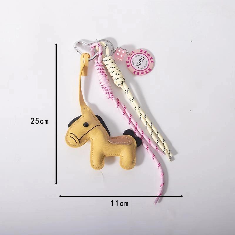 1 Piece Leather Pony Keychain Braided Rope Backpack Pendant For Phone Bag Hanging Accessories Diy Decoration