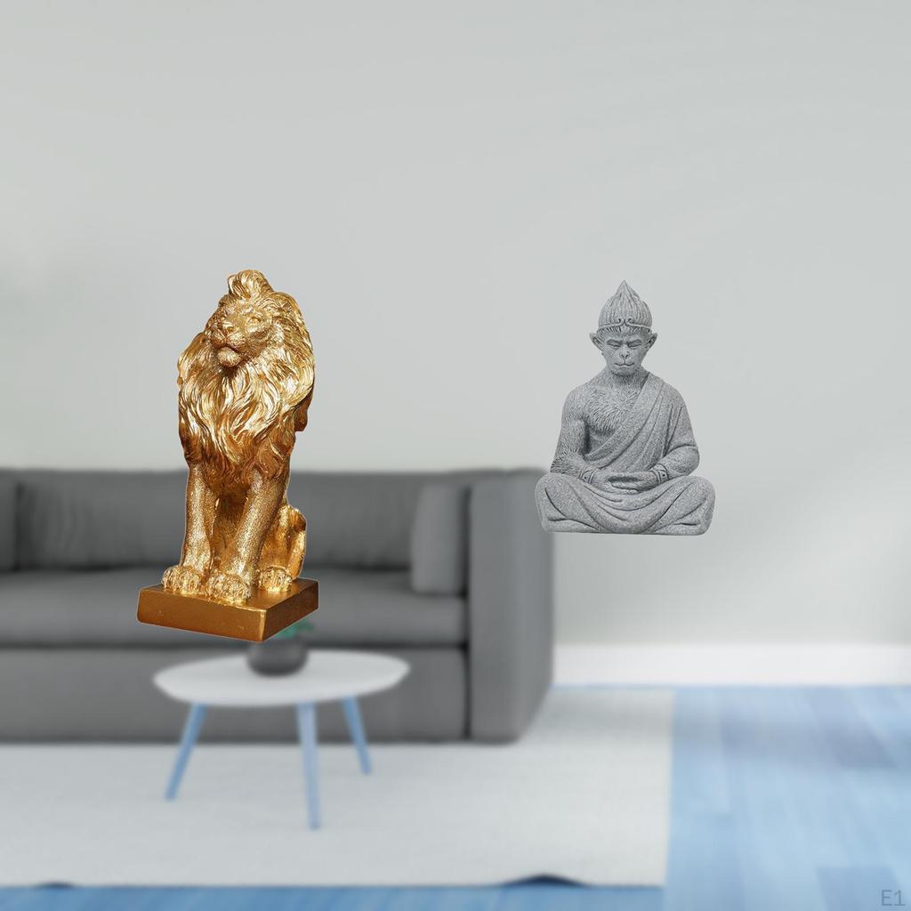Majestic Lion Buddha Sculpture Collectible Tabletop Ornament Artistic Figurine Decorative for Office