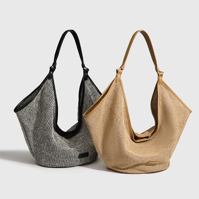 Bolso Tote Mujer Tejido de Hierba Bolso de Hombro Único Bolso para Axila Bolso de Viaje Diario Bolso de Playa para Vacaciones