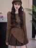 Lazy wind irregular hem hollow women's new Korean knitted top women
