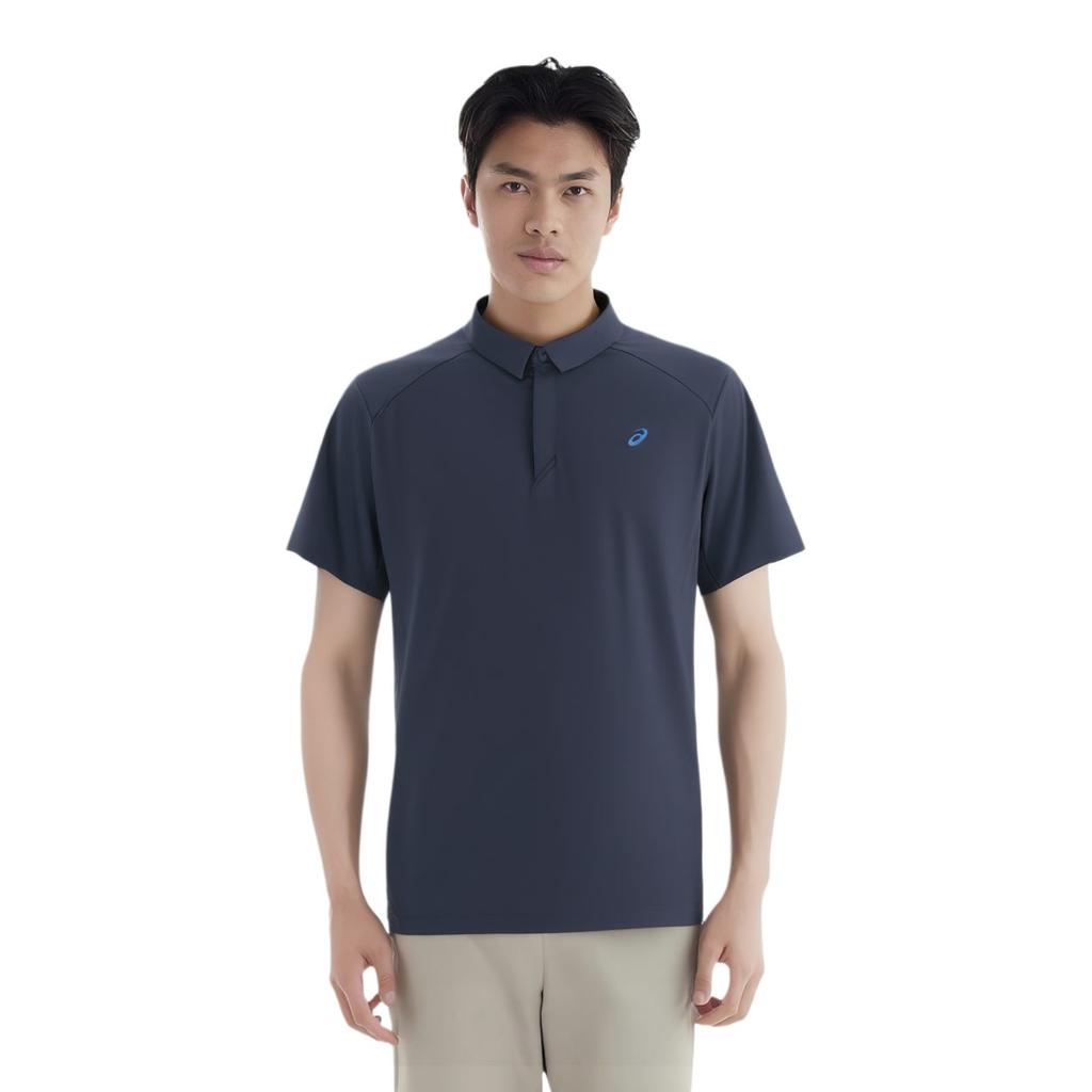 Asics Polo Shirts Men's Charcoal Gray Polo Collar Moderate Straight Fit 2031F541-001