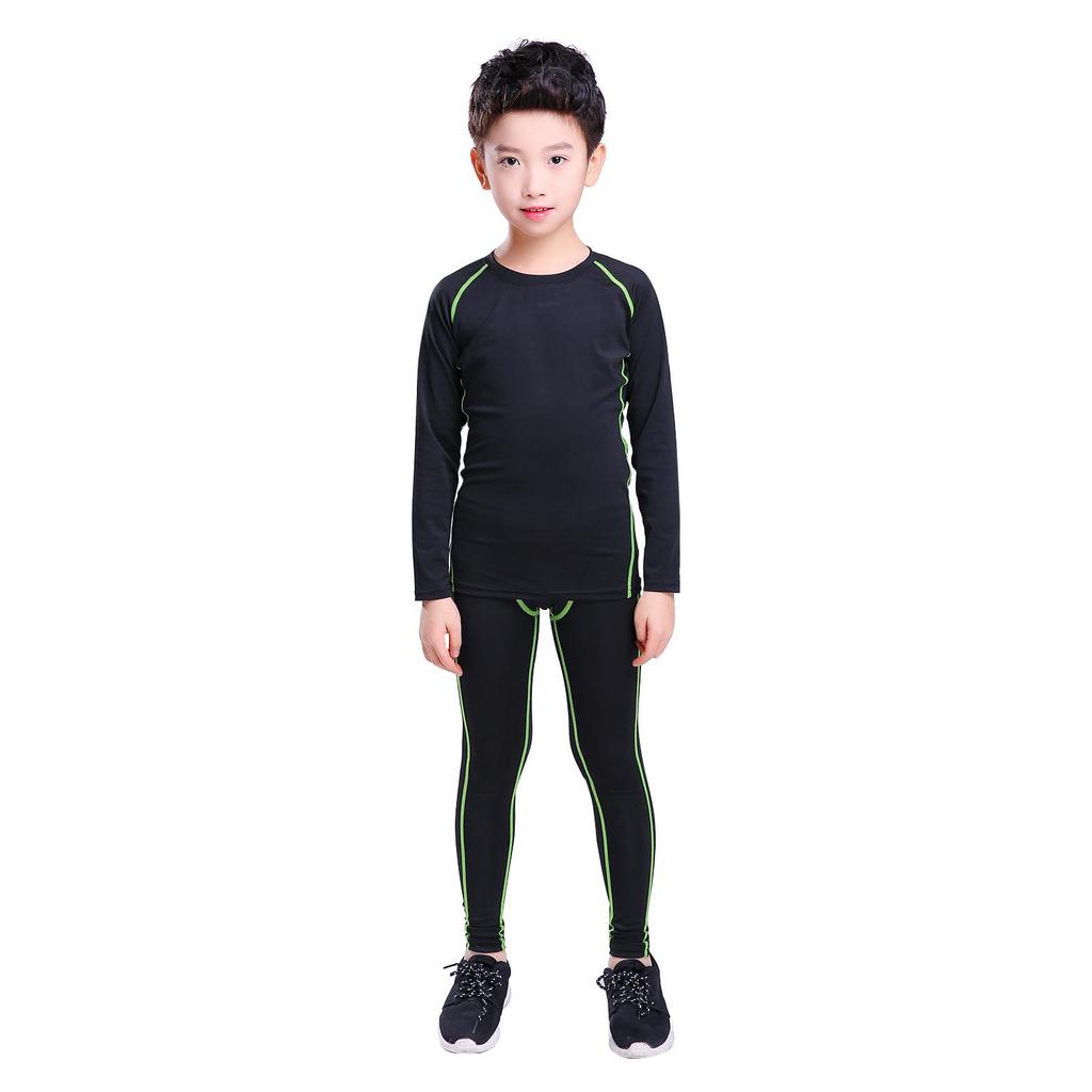 Kids' Summer Sports Compression Set: Quick-Dry Basketball & Football Training Suit, Breathable Fitness Wear for Morning Runs.