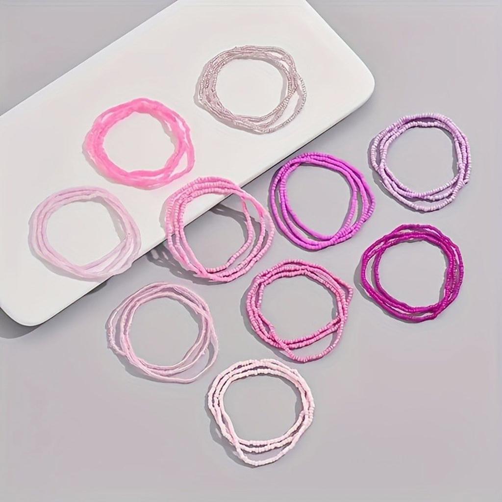 30pcs Beaded Anklets Bracelets for Women Girls Beach Bohemian Colorful Beads Ankle Bracelet Foot and Hand Chain