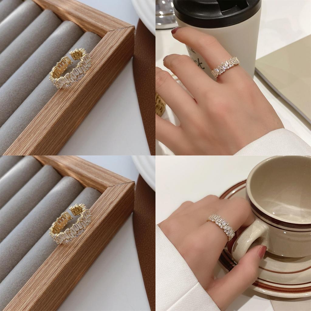 And Versatile Fashionable Copper Ring With Glittering Zircon Stones For Women Trendy