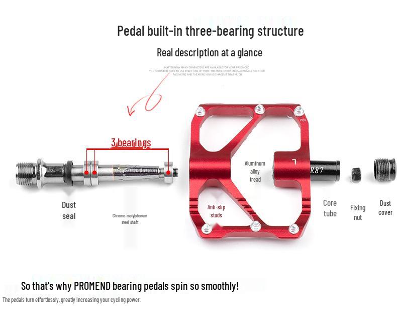 PROMEND M86 Aluminum Alloy Three-Bearing Bicycle Pedals for Mountain and Road Bikes