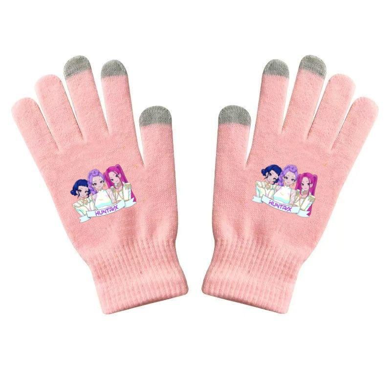 K Pop Demon Hunters Girls Gloves Woman Touch Screen Gloves Lady Winter Warm Cartoon Anime Accessories Cute Gift