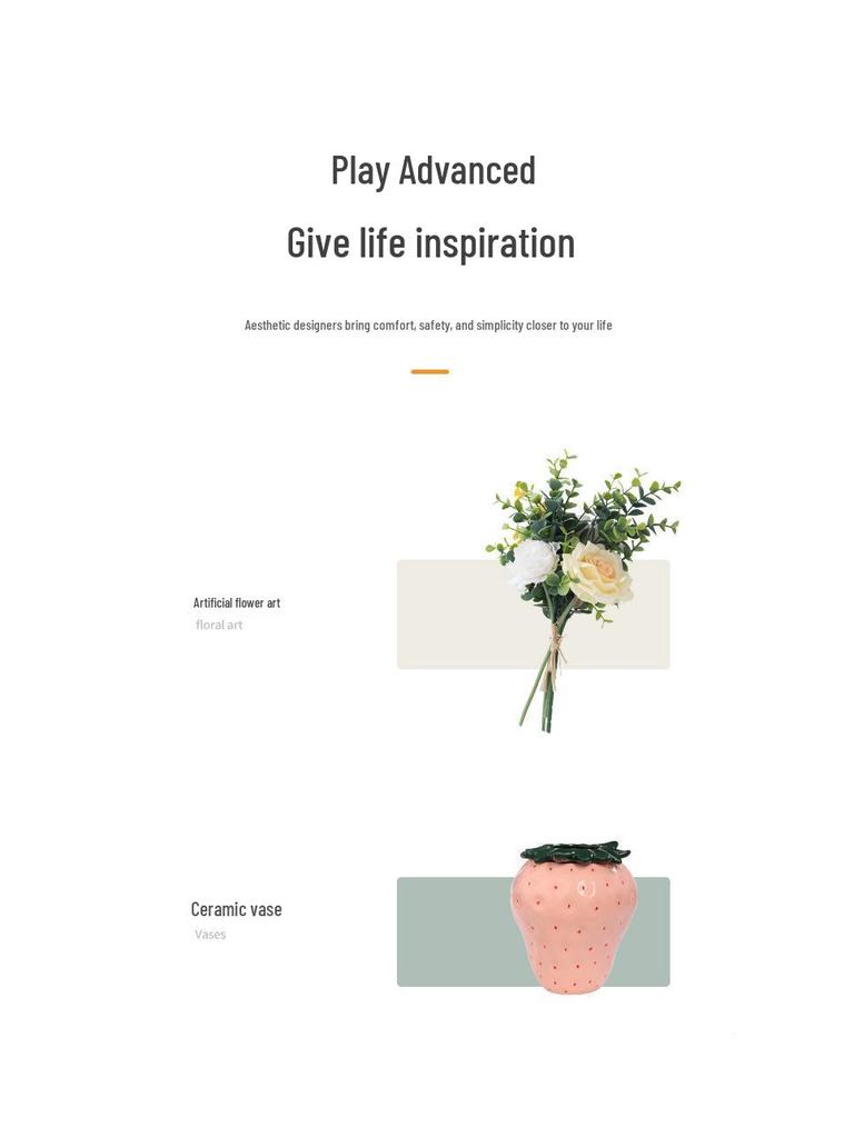Luxury Strawberry Ceramic Vase: Stylish Home Decor Ornament for Living Room