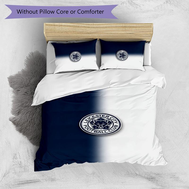 Leicester City Football Printed 3 Pieces Bedding Set, Comfortable Skin Friendly Bedroom Duvet Cover Set