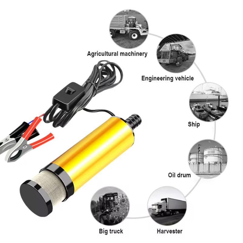 38/51MM Christmas Oil Pump 12V Pump Diesel Water Fuel Transfer Pump 12L/min Submersible Aluminum Alloy Housing