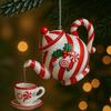 Yousheng Christmas Teapot Ornament Holly Vintage Tea Cups And Pot Set Xmas Tree Hanging Ornaments 2D Acrylic Teapot Decor with Pouring Tea Effect