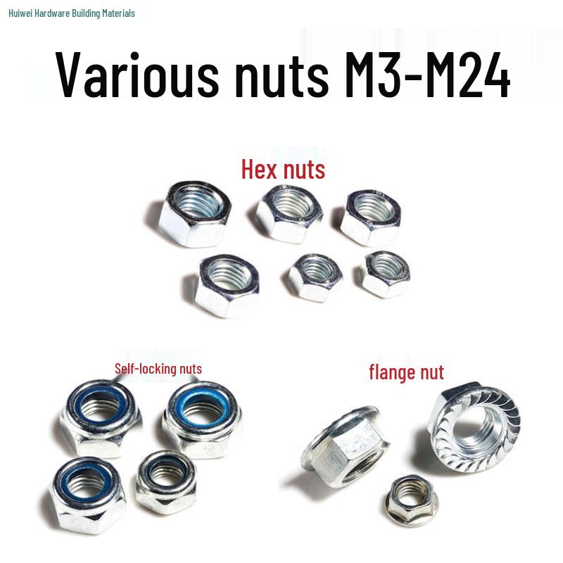 M3-M14 Black Galvanized Nylon Flange Lock Nut