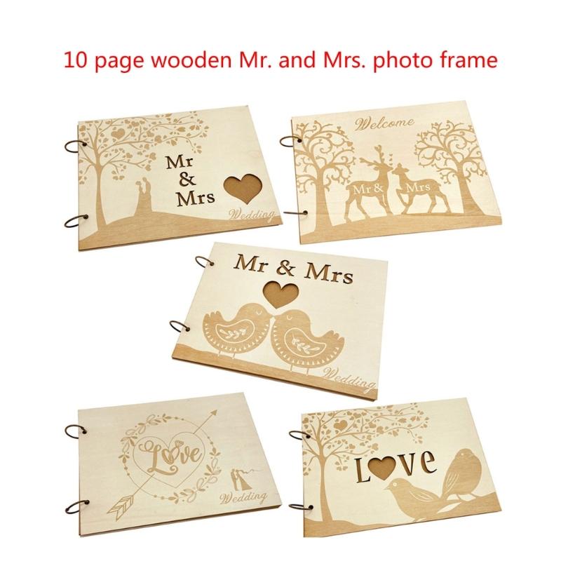 Rustics Wooden Guest Book Wedding Reception Hardcover Guest Book Sign Signature Book Wood Album for Wedding Parties