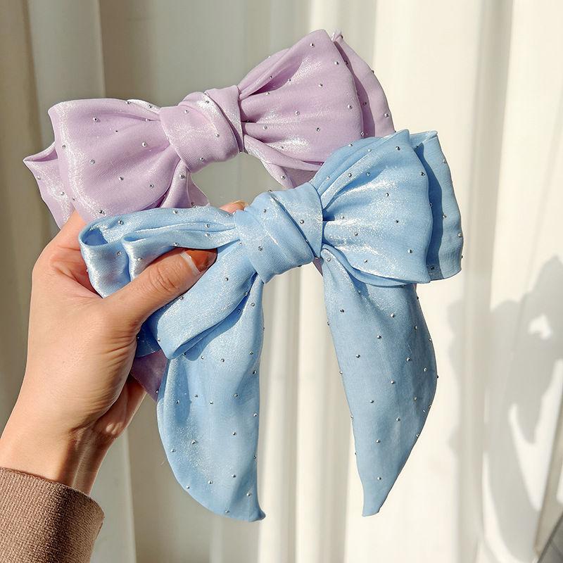 

Весна с бантом, конский хвост, тканевые заколки для головы со стразами, однотонные заколки для девочек