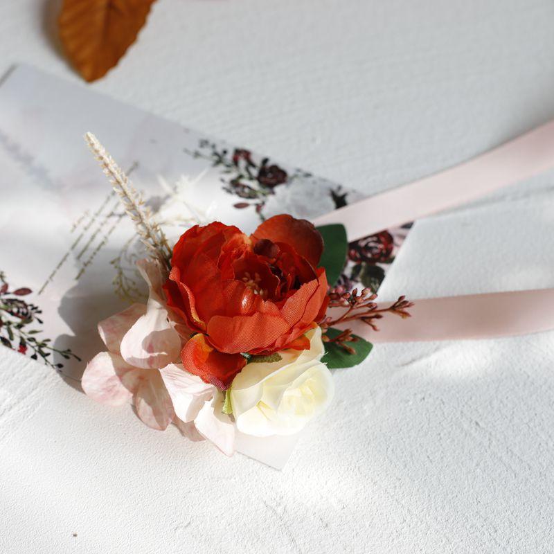 Umělé hedvábné květy růže Ženich Boutonniere Ženy Muž Špendlík Oblek Živůtek Svatba Knoflíková dírka Svatba Zápěstí Květina Party Dekor