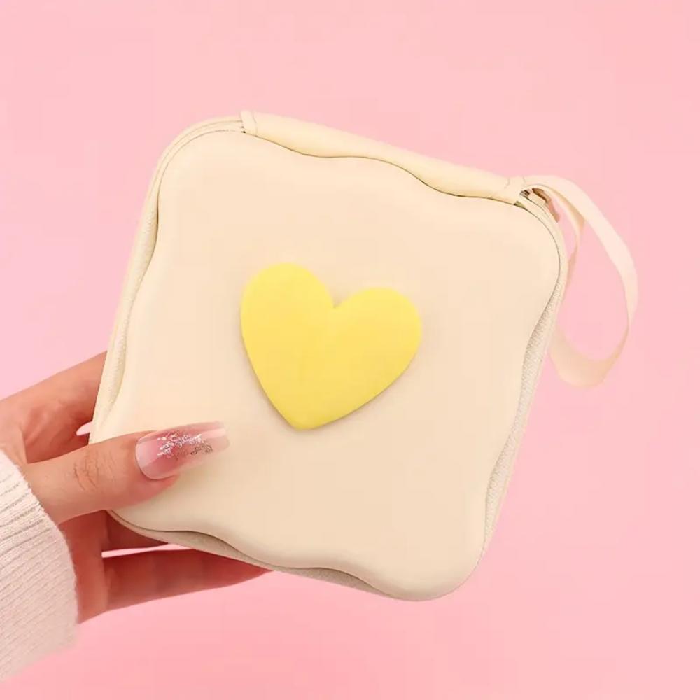 Charger lid storage bag, cute 3D heart-shaped wave design charger protector travel storage box, headphone cable protector cable