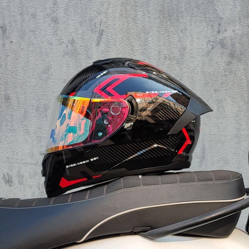 Motorcycle Helmet Men and Women Double Lens Party Sports Car Helmet New National Standard Four Seasons Personalized Bluetooth