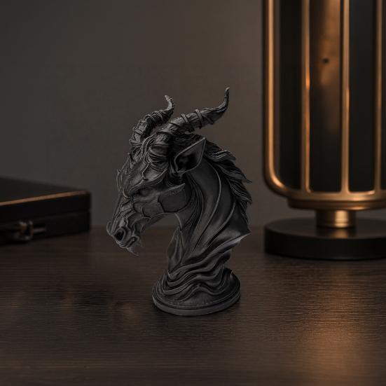 Dark Sheep-Headed Ornament, 3D Printed Gothic Devil Sculpture, with Detailed Horn Texture Desktop Statue, for Home Decoration