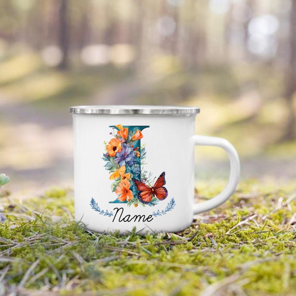 Personalisierte Tasse Floraler Initialen Name Tasse Individuelle Kaffee Heißschokolade Tassen Hochzeit Geburtstag Muttertag Weihnachten Geschenke für Sie