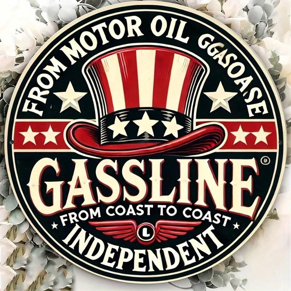 

Vintage Patriotic Gas Station Metal Tin Sign 8x12 Inch Retro American Flag Wall Decor Rustic Bar Man Cave Garage Art 20x20 різнокольоровий