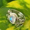 Natural Rainbow Moonstone Hand Made 925 Sterling Silver Ring Size  5.5 US A12