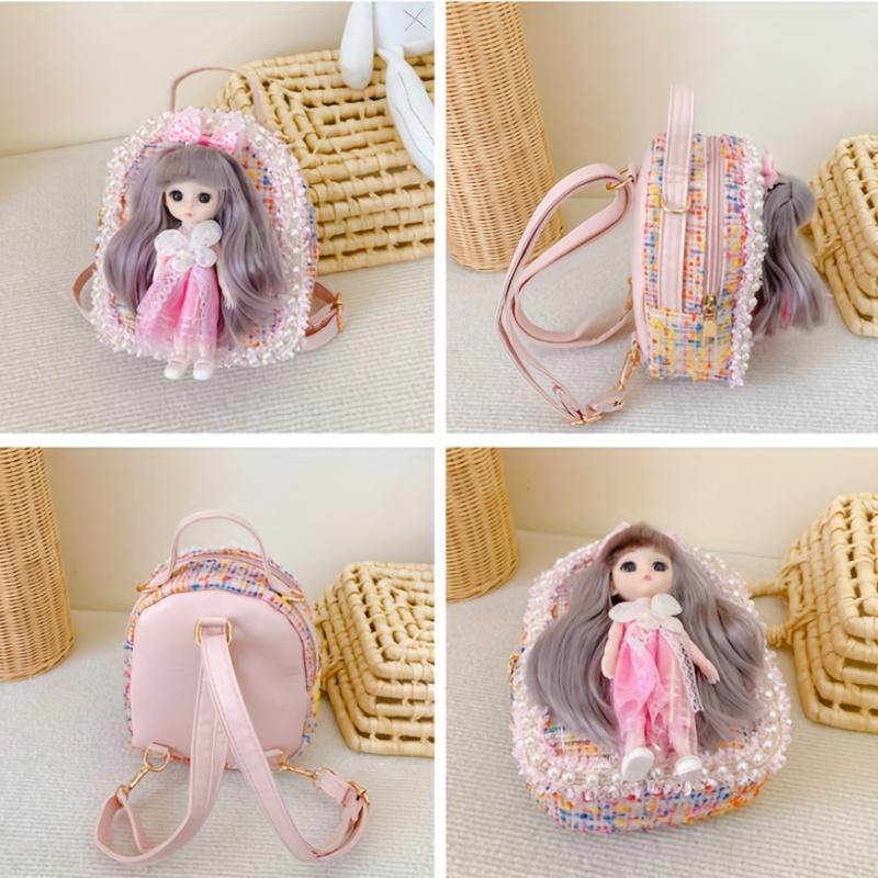 Girls Backpack with Princess Doll Toys Adorable Princess Backpack for Kids for School Travel Outdoor Playtime Baby Girls Gifts