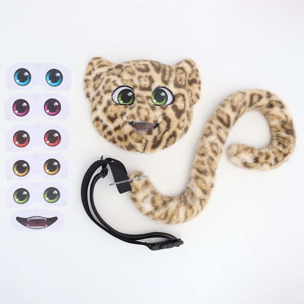 Halloween Simulation Leopardenmuster Maske Cos Leopard Plüschwanz Vollgesichtsmaske Leopardenkatze Bühnenperformance Requisiten