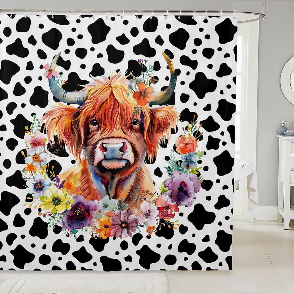 Cat Shower Curtain,Colorful Floral Bathroom Curtain,Kids Girls Boys Adult Cute Pet Animals Waterproof Fabrics Blue Sky Bathtub