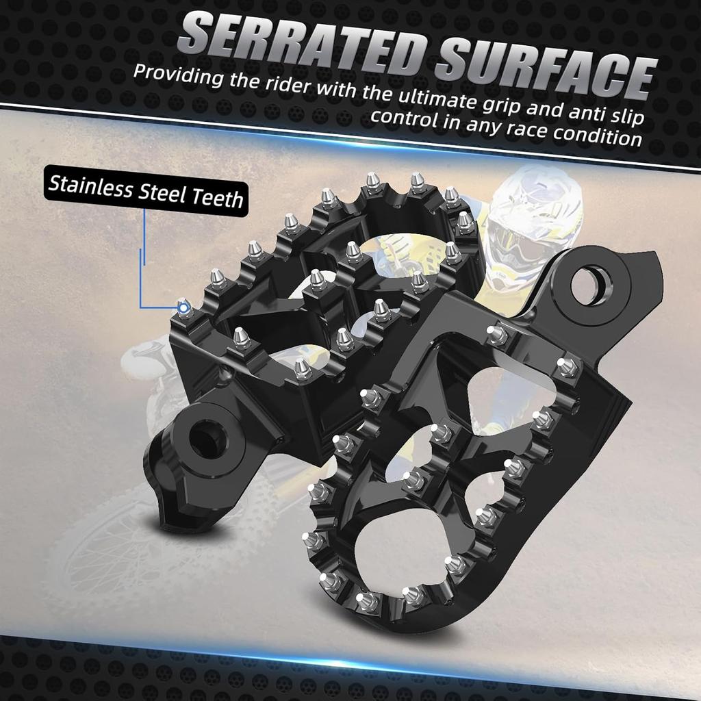 NICECNC Dirt Bike Billet Wide Foot Pegs Compatible with Suzuki RMZ250 2010-2018 RMZ450 2008-2018 RMX450Z 2010-2017,Aluminum CNC-machined