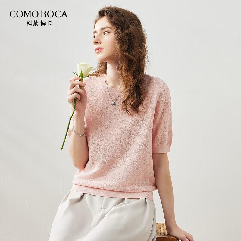 Komom Boka Women s Floral Jacquard Silk Blend Short-Sleeve Knit Top L