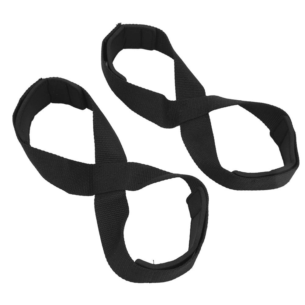 2pcs Weightlifting Antislip Figure 8 Lifting Straps Black Padded Weightlifting Straps Lifting Wrist Straps Power Training