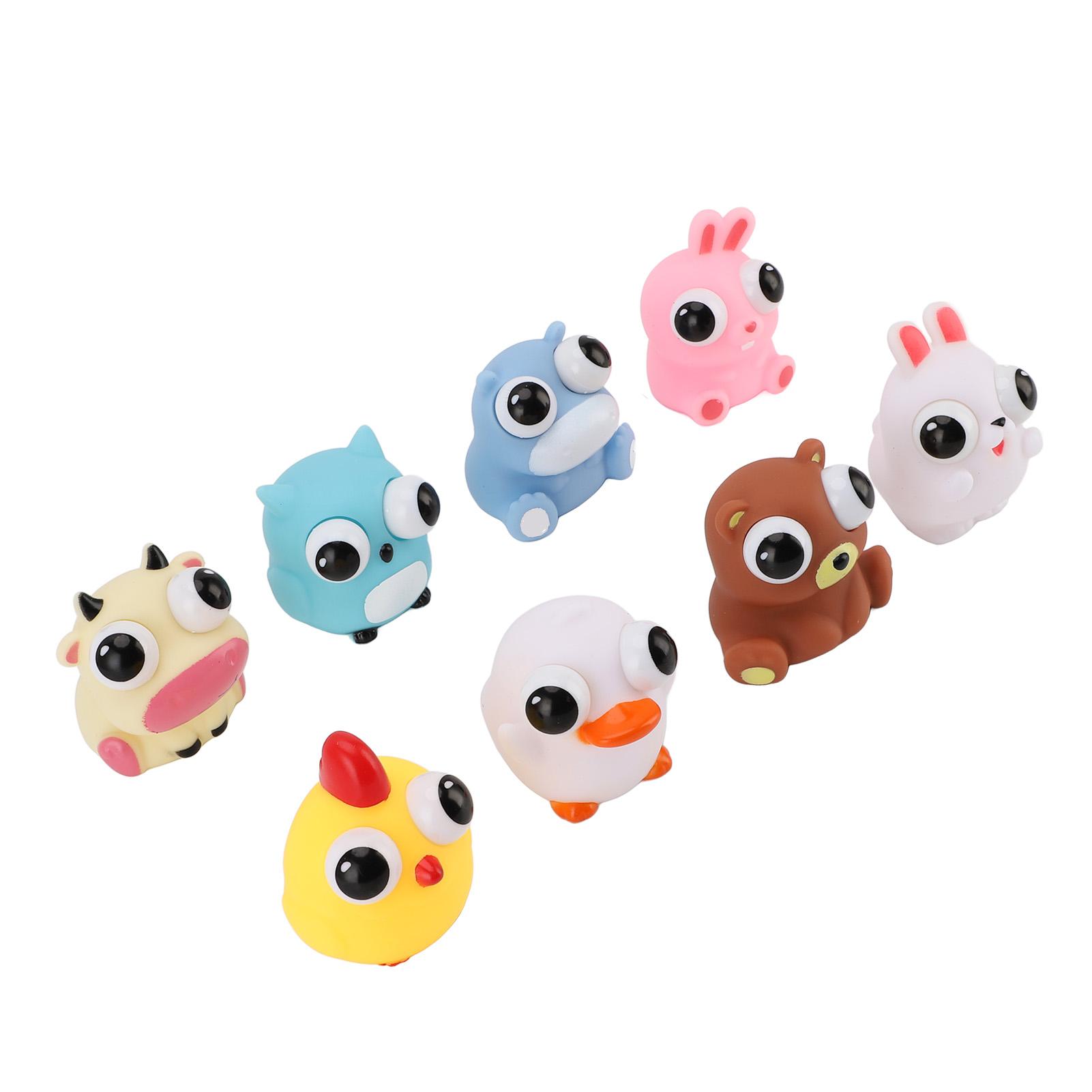 

8шт. Игрушки для сдавливания животных, забавные игрушки с изображением животных, милые мультяшные выскакивающие глаза, поднятые глаза