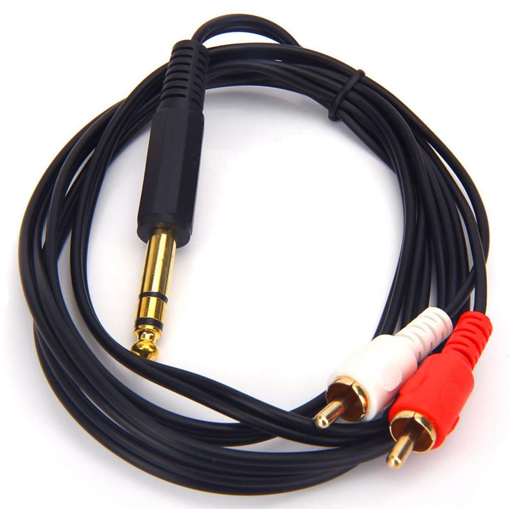 6.35mm 1/4" Male Stereo-TRS Jack To 2 Phono-RCA Y-splitter Male Aux-Cord Audio-Cable Extension Adapter Wire Line