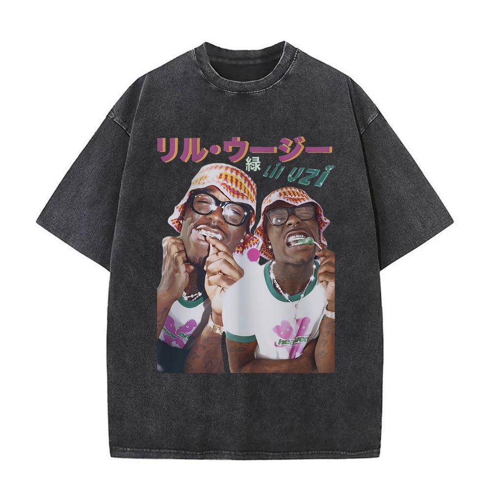 Washed Rapper Lil Uzi Vert Vintage Graphic T Shirts Men Women Hip Hop Short Sleeve Oversized Streetwear Fashion Tshirts Unisex