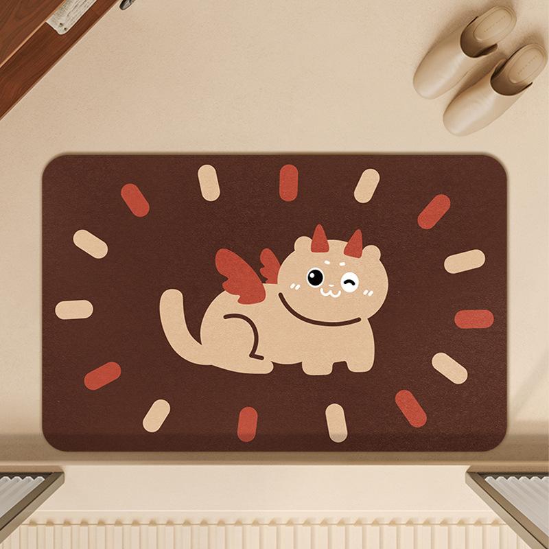 Cartoon Dog Bathroom Floor Mat, Special Diatom Mud For Bathroom, Water-Absorbing Non-Slip Foot Pad, Dirt-Resistant And Quick-Drying Ground At The