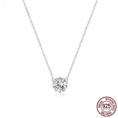 Simple Minimalist Short Necklace for Women 925 Sterling Silver Clear Cubic Zircon Chain Necklaces Wedding Jewelry